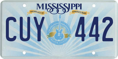 MS license plate CUY442