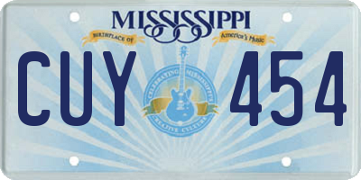 MS license plate CUY454