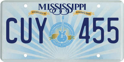 MS license plate CUY455