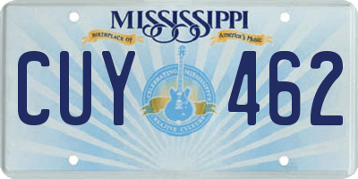MS license plate CUY462