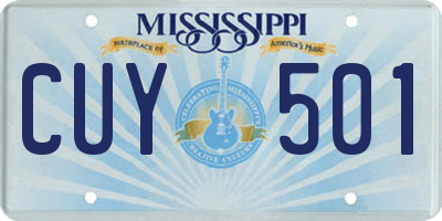 MS license plate CUY501
