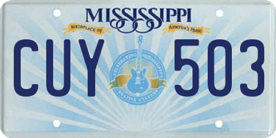 MS license plate CUY503