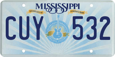 MS license plate CUY532
