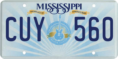 MS license plate CUY560