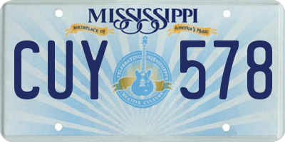 MS license plate CUY578