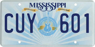 MS license plate CUY601