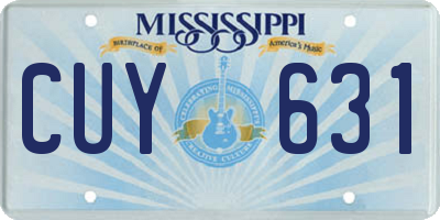 MS license plate CUY631