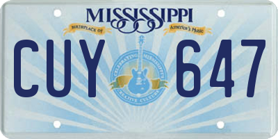 MS license plate CUY647