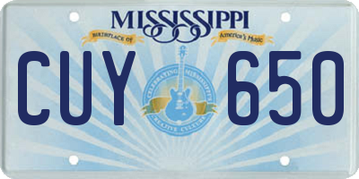 MS license plate CUY650