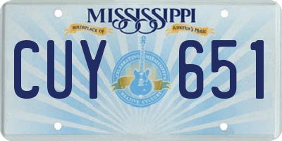 MS license plate CUY651