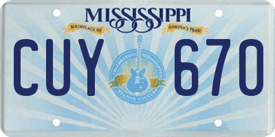 MS license plate CUY670
