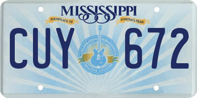 MS license plate CUY672
