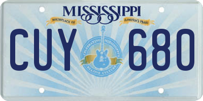 MS license plate CUY680