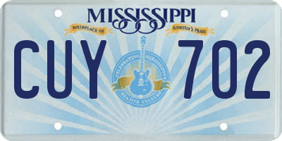 MS license plate CUY702