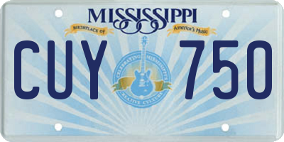 MS license plate CUY750
