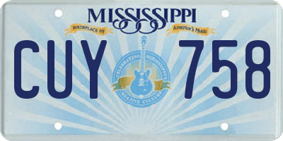 MS license plate CUY758