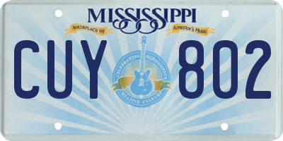 MS license plate CUY802
