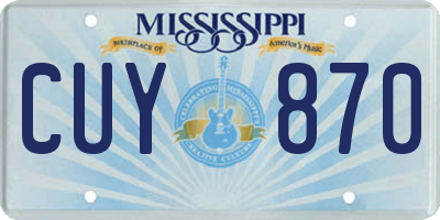 MS license plate CUY870
