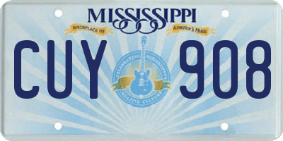 MS license plate CUY908
