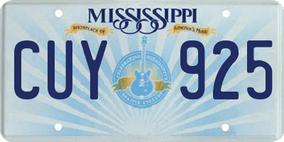 MS license plate CUY925