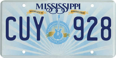 MS license plate CUY928