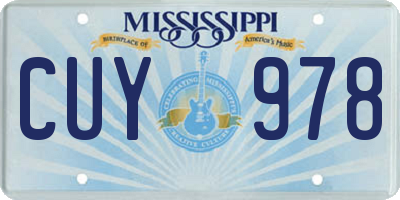 MS license plate CUY978