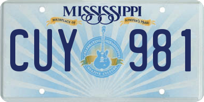 MS license plate CUY981