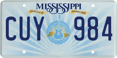 MS license plate CUY984