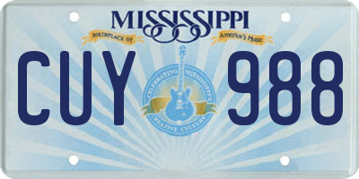 MS license plate CUY988