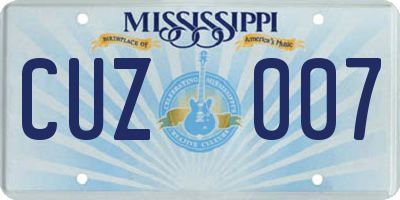 MS license plate CUZ007