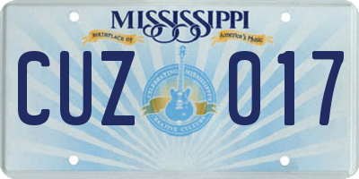 MS license plate CUZ017