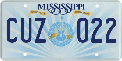 MS license plate CUZ022