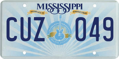 MS license plate CUZ049