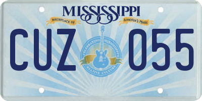 MS license plate CUZ055