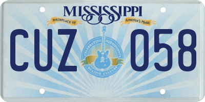 MS license plate CUZ058