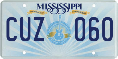 MS license plate CUZ060