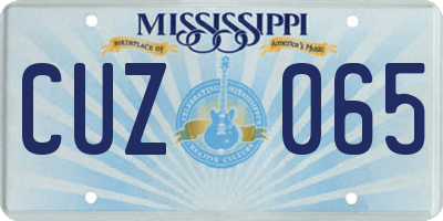 MS license plate CUZ065