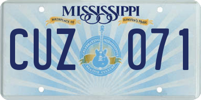 MS license plate CUZ071