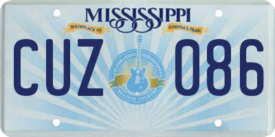 MS license plate CUZ086