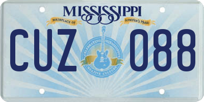 MS license plate CUZ088