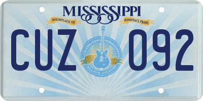 MS license plate CUZ092