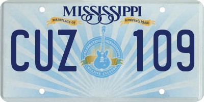 MS license plate CUZ109