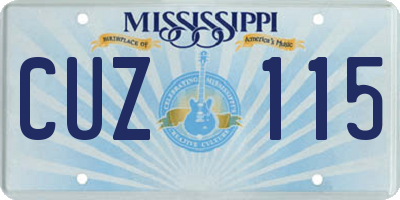 MS license plate CUZ115