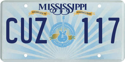 MS license plate CUZ117