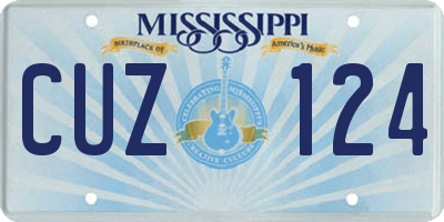 MS license plate CUZ124
