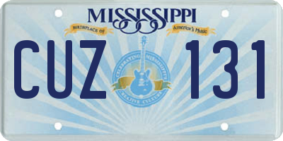MS license plate CUZ131