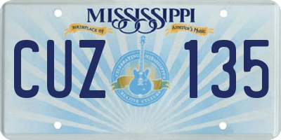 MS license plate CUZ135
