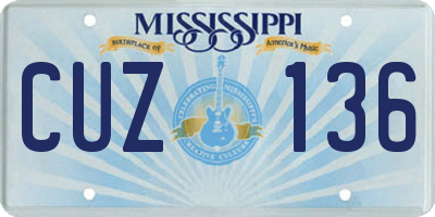 MS license plate CUZ136