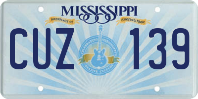MS license plate CUZ139