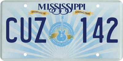 MS license plate CUZ142